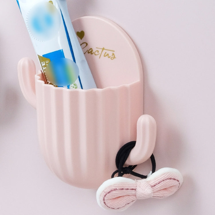 4 PCS Cactus Shape Punch-Free Toothbrush Toothpaste Storage Rack Bathroom Wall Suction Dental Holder,Random Color Delivery