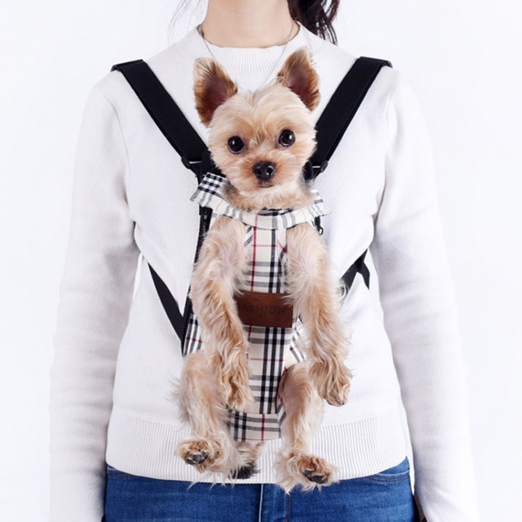 Dog Going Out Foldable On Chest Backpack Pet Carrier Bag, Colour: Apricot Lattice (Four Seasons)
