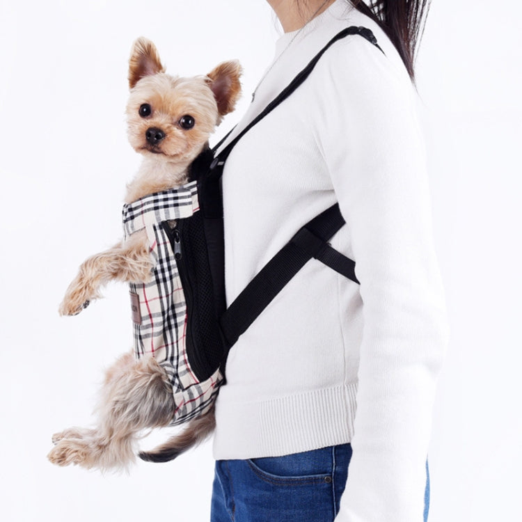 Dog Going Out Foldable On Chest Backpack Pet Carrier Bag, Colour: Apricot Lattice (Four Seasons)