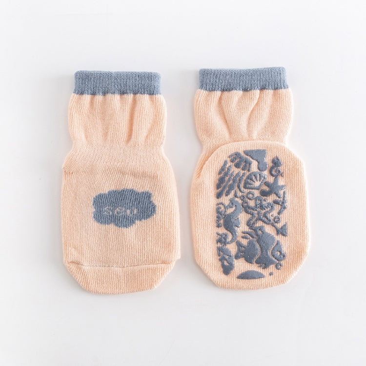 5 Pairs Baby Socks Point Glue Anti-Slip Baby Combing Cotton Flooring Socks, Size: M 1-3 Years Old(Khaki)