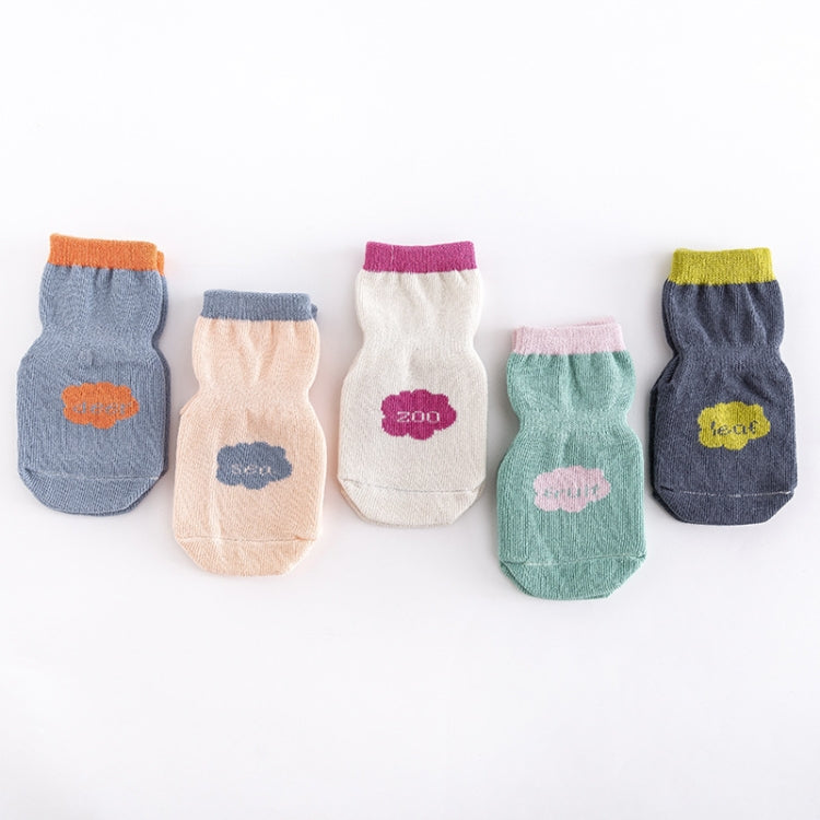 5 Pairs Baby Socks Point Glue Anti-Slip Baby Combing Cotton Flooring Socks, Size: M 1-3 Years Old(Khaki)