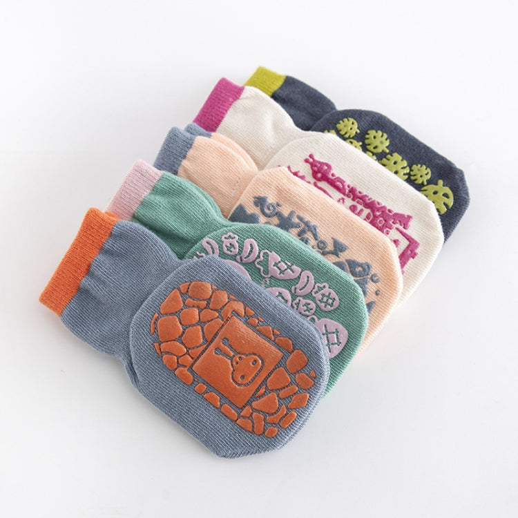 5 Pairs Baby Socks Point Glue Anti-Slip Baby Combing Cotton Flooring Socks, Size: L 3-5 Years Old(Fruit Green)