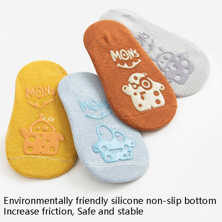 4 Pairs Baby Socks Cartoon Print Glue Strap Baby Anti-Slip Floor Socks Size: S 0-1 Years Old