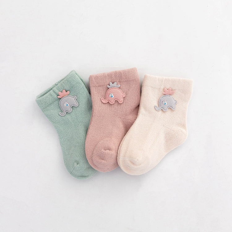 3 Pairs Children Socks Combing Cotton Neonatal Baby Socks Suitable Age: 6-12 Months