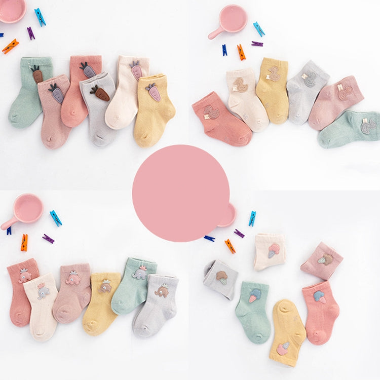 3 Pairs Children Socks Combing Cotton Neonatal Baby Socks Suitable Age: 6-12 Months