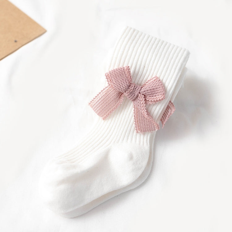Spring And Autumn Girl Tights Bow Baby Knit Pantyhose Size: S 0-1 Years Old