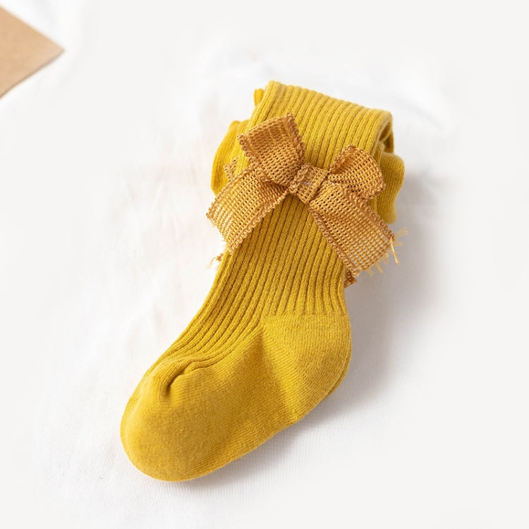 Spring And Autumn Girl Tights Bow Baby Knit Pantyhose Size: S 0-1 Years Old