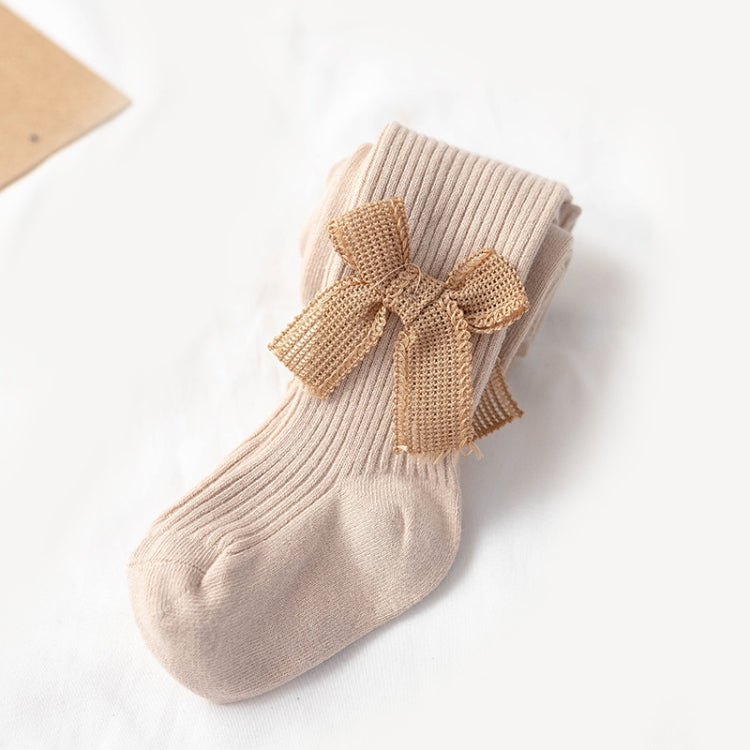 Spring And Autumn Girl Tights Bow Baby Knit Pantyhose Size: M 1-2 Years Old