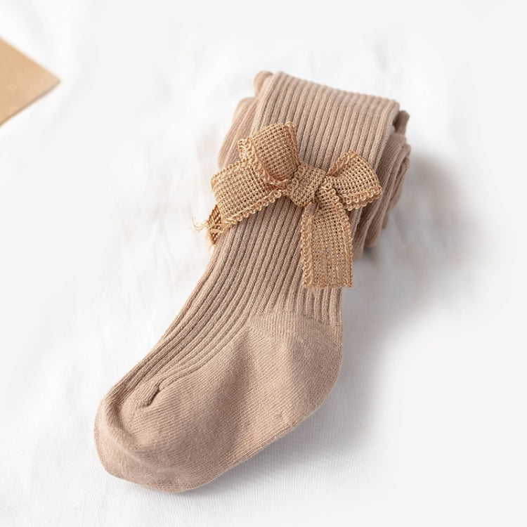 Spring And Autumn Girl Tights Bow Baby Knit Pantyhose Size: M 1-2 Years Old