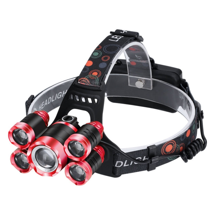 Outdoor Zoom Sensor Headlight 5LED Strong Light Fishing Light, Specification: Induction Version USB