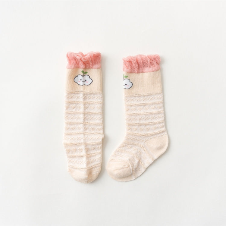 5 Pairs Children Socks Middle Tube Mesh Cotton Cartoon Baby Over Knee Anti-Mosquito Socks Size: S 0-1 Years Old