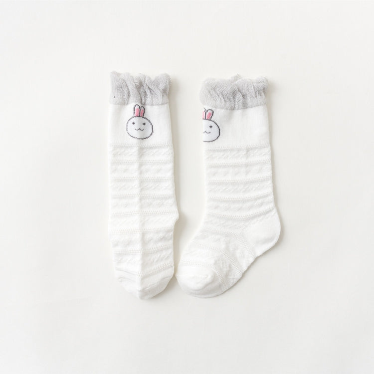 5 Pairs Children Socks Middle Tube Mesh Cotton Cartoon Baby Over Knee Anti-Mosquito Socks Size: S 0-1 Years Old