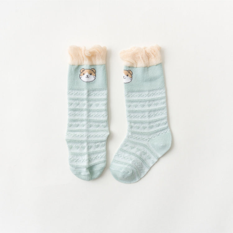 5 Pairs Children Socks Middle Tube Mesh Cotton Cartoon Baby Over Knee Anti-Mosquito Socks Size: S 0-1 Years Old