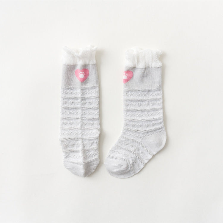 5 Pairs Children Socks Middle Tube Mesh Cotton Cartoon Baby Over Knee Anti-Mosquito Socks Size: M 1-3 Years Old