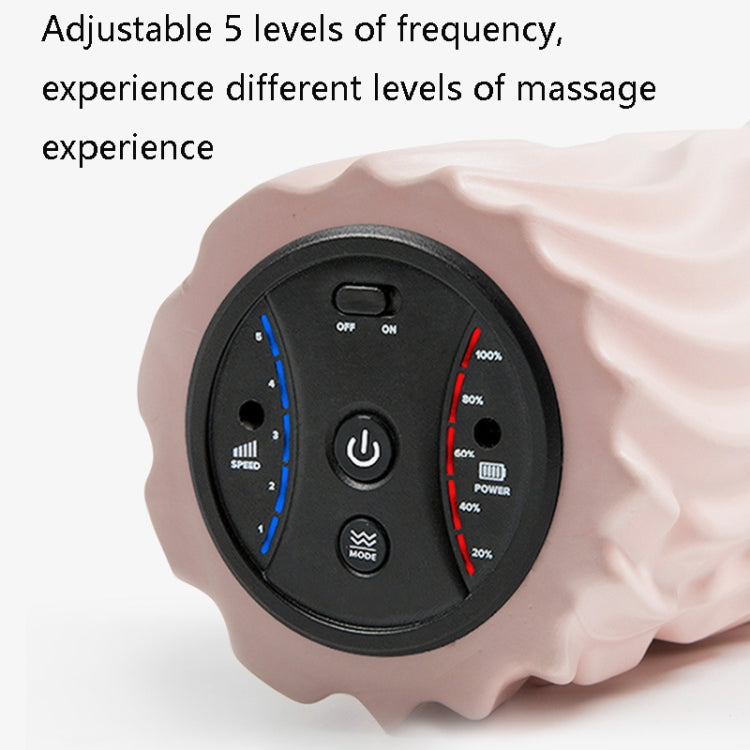 EVA Electrical Muscle Relaxer Yoga Massage Vibration Foam Roller, Fishbone Vibration USB (Mermaish Pink)
