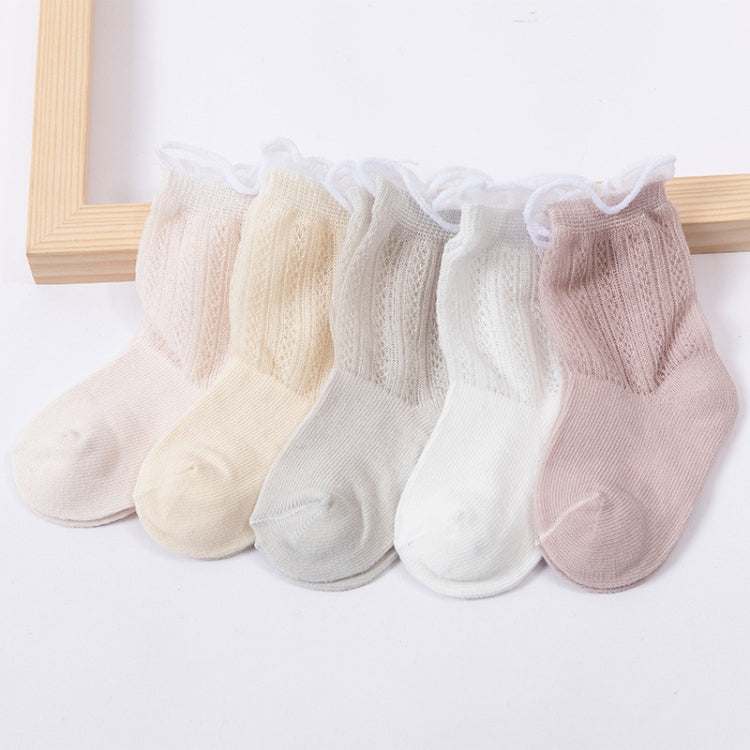 5 Pairs / Set Children Socks Spring And Summer Mesh Thin Cotton Breathable Baby Middle Tube Socks, Toyan Socks: S