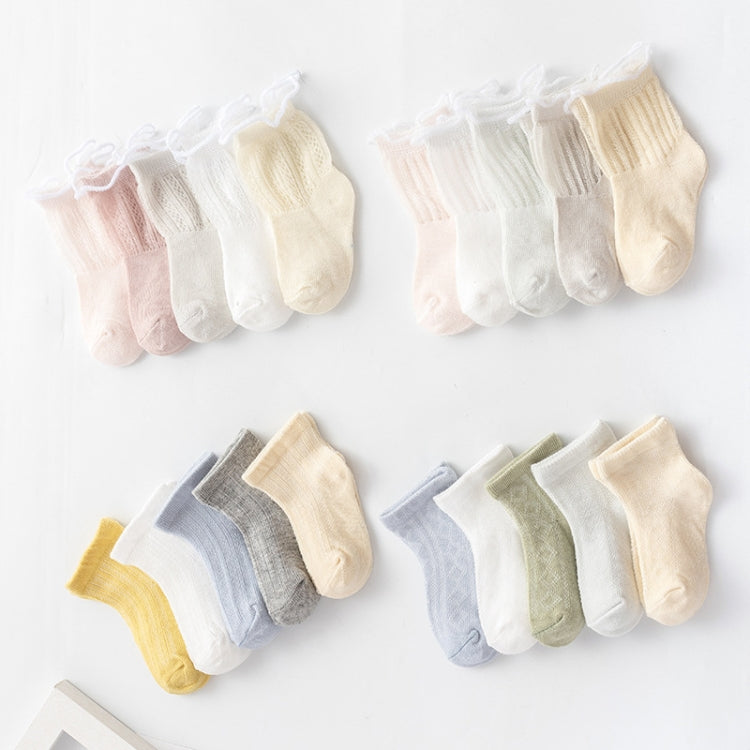 5 Pairs / Set Children Socks Spring And Summer Mesh Thin Cotton Breathable Baby Middle Tube Socks, Toyan Socks: S