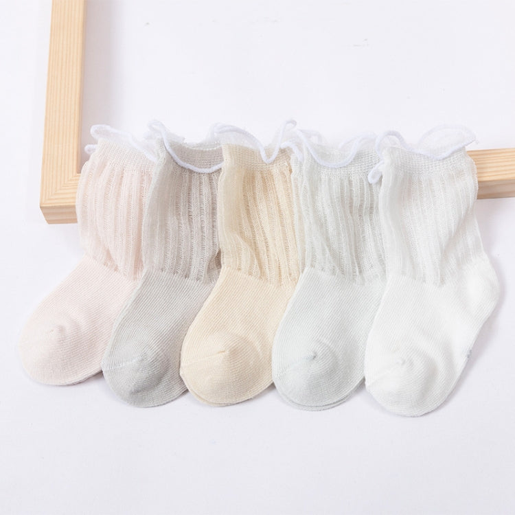5 Pairs / Set Children Socks Spring And Summer Mesh Thin Cotton Breathable Baby Middle Tube Socks, Toyan Socks: M(Girl Straight Stripes)