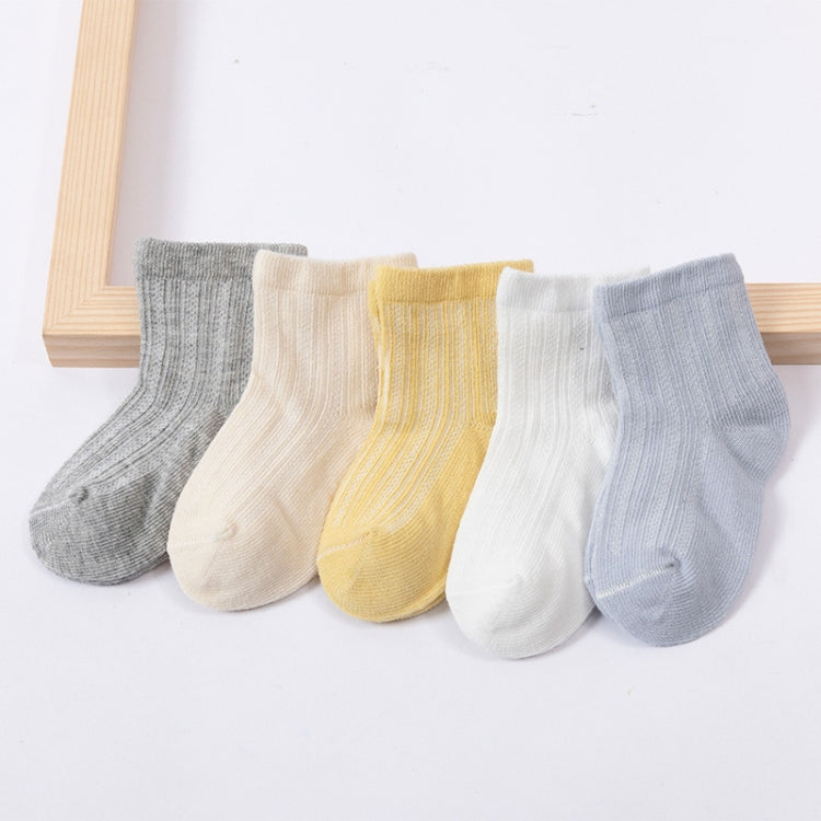 5 Pairs / Set Children Socks Spring And Summer Mesh Thin Cotton Breathable Baby Middle Tube Socks, Toyan Socks: L