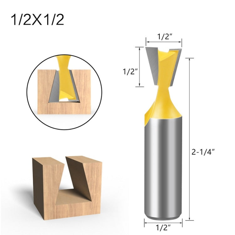 1/2 Handle Dovetail Cutter Wood Engraving Small Milling Cutter, Specification: 1/2x1/2mm