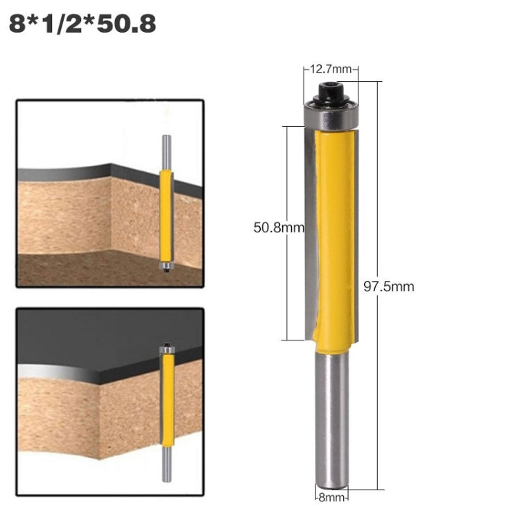 8-Handle Extended Trimming Cutter With Bearing Woodworking Line Milling Cutter, Specification: 8x1/2x50.8mm