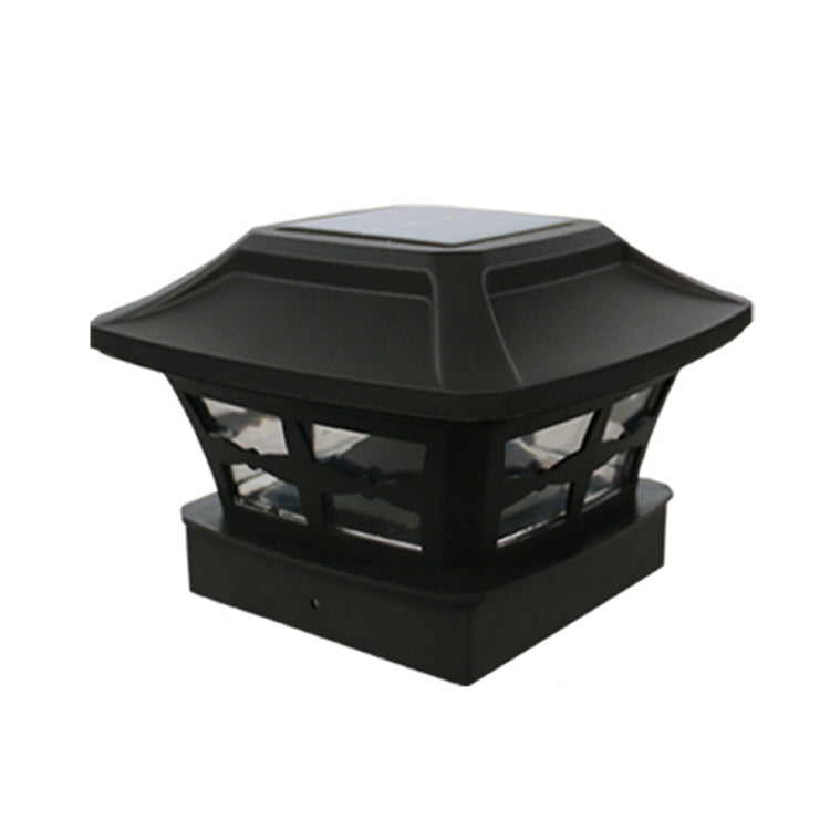 4 inch Outdoor Solar Column Lamp White + Warm White Light Garden Lamp(Black)