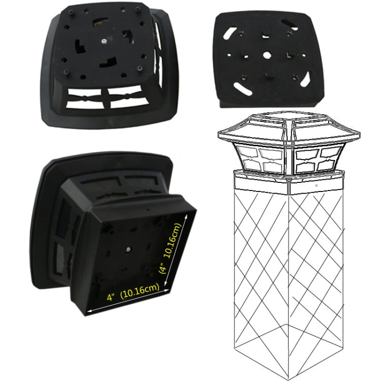 4 inch Outdoor Solar Column Lamp White + Warm White Light Garden Lamp(Black)