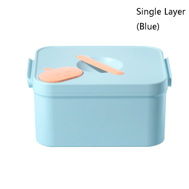 Hand Portable Medicine Box Household Large-capacity Separated Storage Pill Box, Colour: Single Layer (Blue)