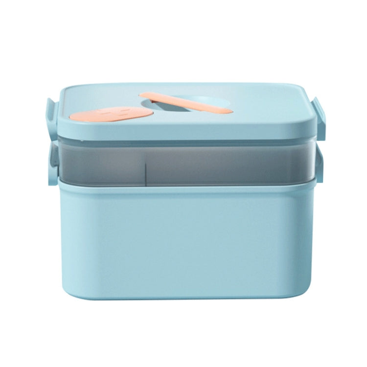 Hand Portable Medicine Box Household Large-capacity Separated Storage Pill Box, Colour: Double Layer (Blue)