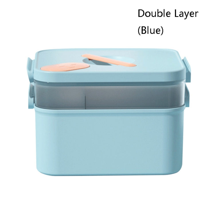 Hand Portable Medicine Box Household Large-capacity Separated Storage Pill Box, Colour: Double Layer (Blue)