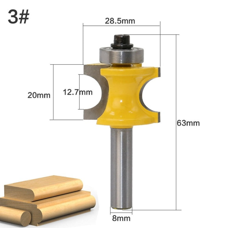8-Shank Bearing Positive Semicircular Cutter Engraving Machine Woodworking Cutter, Model: No. 3