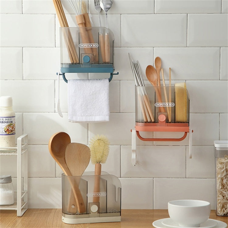 2 PCS Wall-Mounted Two-Purpose Chopsticks Cage Multifunctional Kitchen Draining Rag Rack