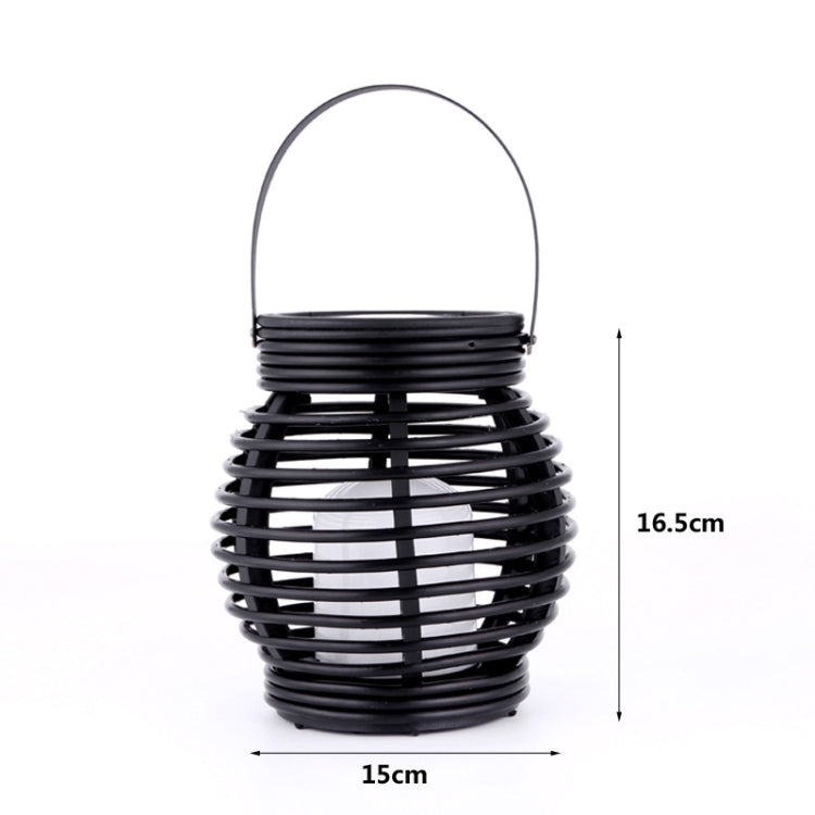 51 LEDs Hanging Cage Table Lamp Outdoor Woven Rattan Basket Lamp Solar Flame Lamp