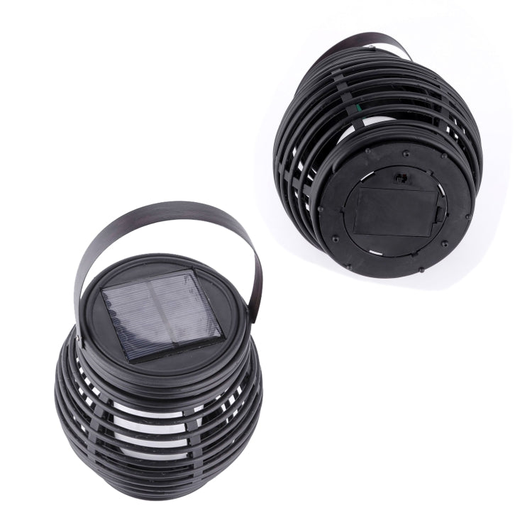 51 LEDs Hanging Cage Table Lamp Outdoor Woven Rattan Basket Lamp Solar Flame Lamp