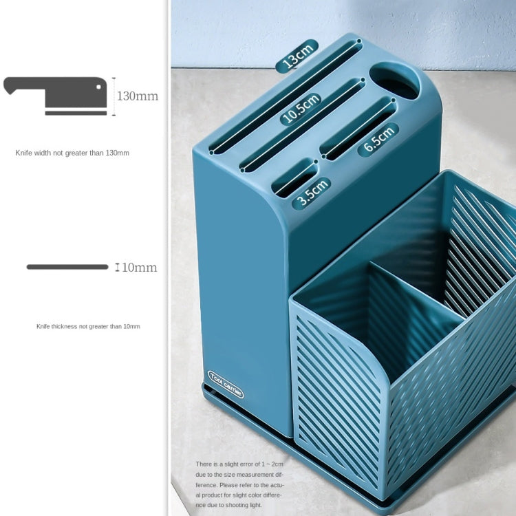 Knife Holder Chopsticks Cage Combination Set Multi-Function Drain Cutlery Storage Box(Blue)