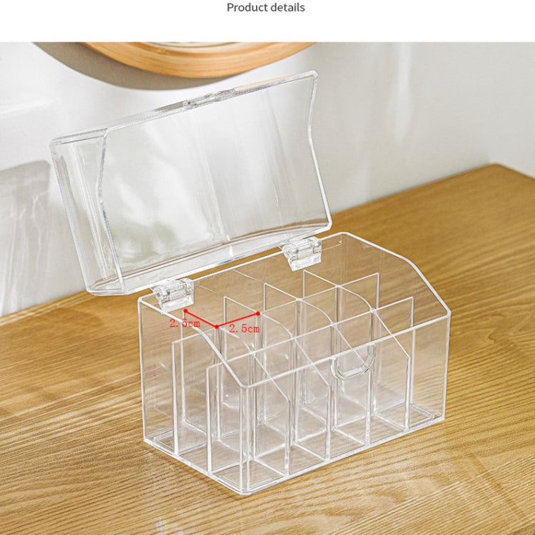 15 Grid Transparent Visual Lipstick Storage Box Multi-Function Desktop With Cover Cosmetics Rack