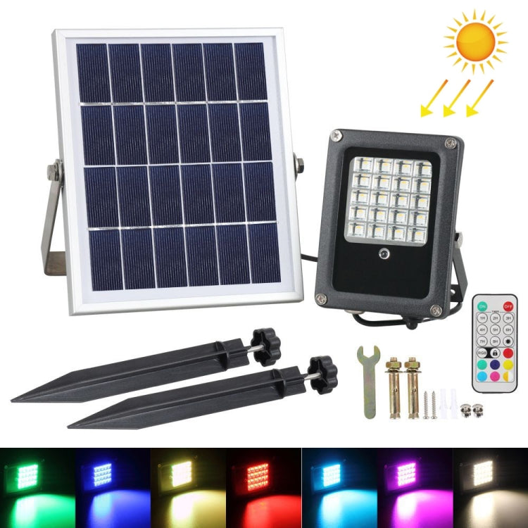 10W Remote Control Solar Wall Lamp Garden Lawn Light Outdoor Waterproof Street Light RGB Flood Light(Colorful Light)