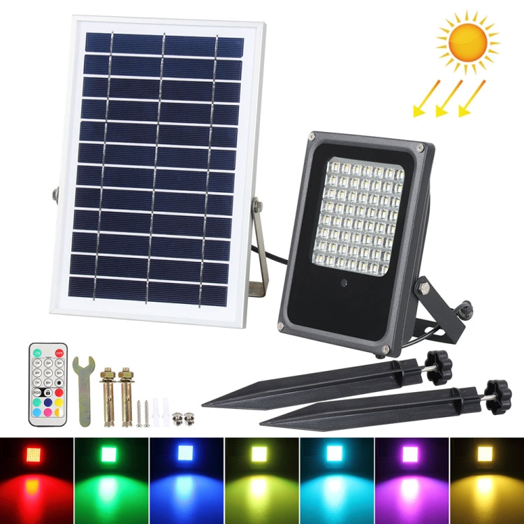 50W Remote Control Solar Wall Lamp Garden Lawn Light Outdoor Waterproof Street Light RGB Flood Light(Colorful Light)