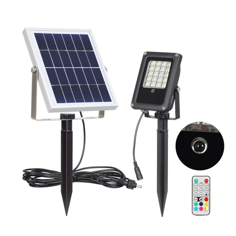 50W Remote Control Solar Wall Lamp Garden Lawn Light Outdoor Waterproof Street Light RGB Flood Light(Colorful Light)