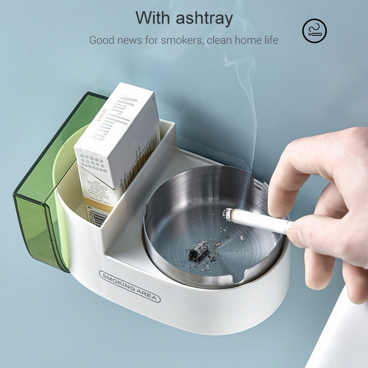 2 PCS Household Stainless Steel Wall-Mounted Ashtray Bathroom Cigarette Storage Rack(White)