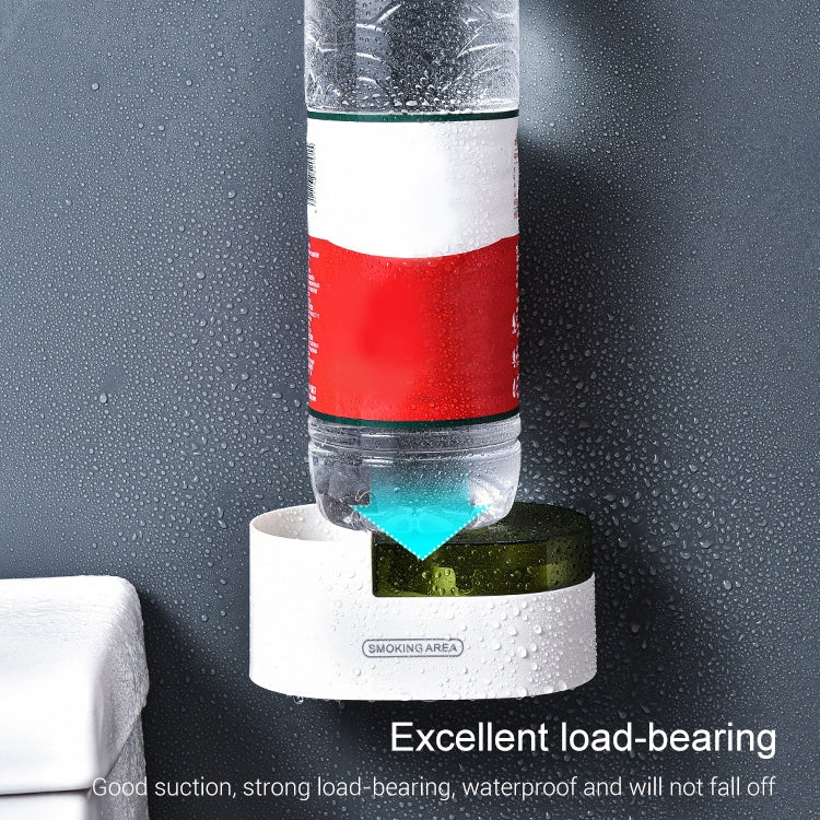 2 PCS Household Stainless Steel Wall-Mounted Ashtray Bathroom Cigarette Storage Rack(White)