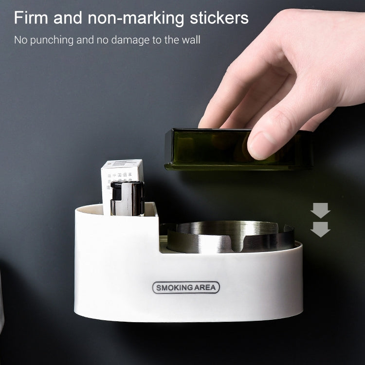 2 PCS Household Stainless Steel Wall-Mounted Ashtray Bathroom Cigarette Storage Rack(White)