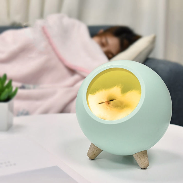 Pet Housing Bluetooth Nightlight Rechargeable Little Cat Desktop Night Light(Green)