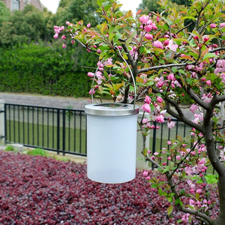Outdoor Waterproof Solar Light Bucket Shape LED Courtyard Garden Hanging Lamp Night Light(White Light)