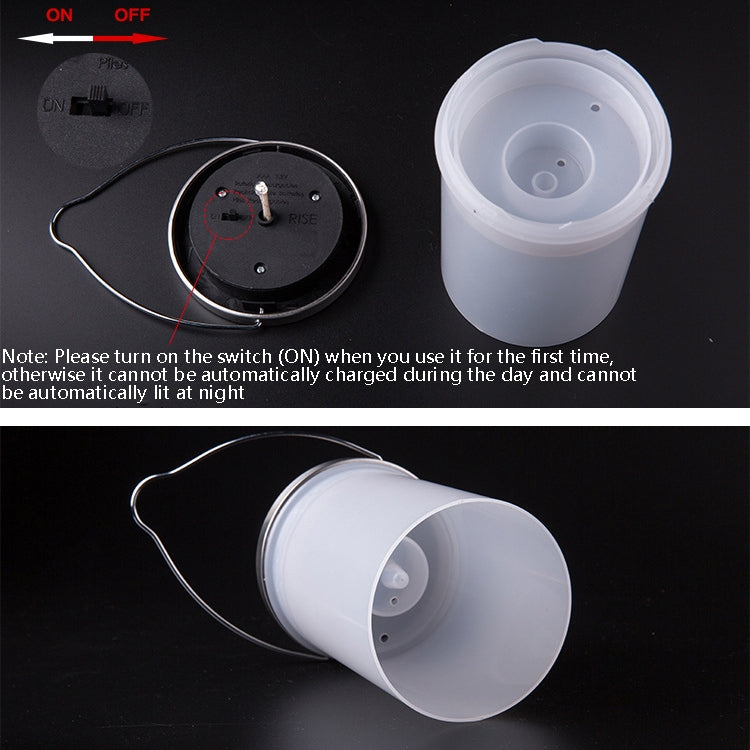 Outdoor Waterproof Solar Light Bucket Shape LED Courtyard Garden Hanging Lamp Night Light(White Light)