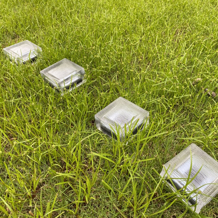 Solar Buried Lamp Vertical Striped Ice Square Grass Garden Decoration Waterproof Light(Warm Light)