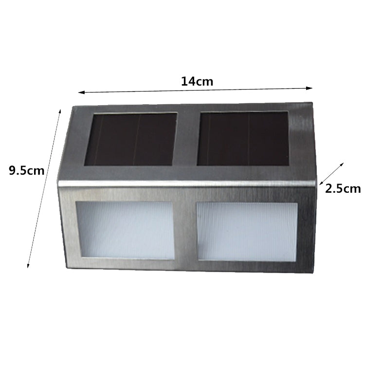 Solar Stainless Steel 4 LED Stair Wall Lamp Outdoor Garden Fence Light(Blue Light)