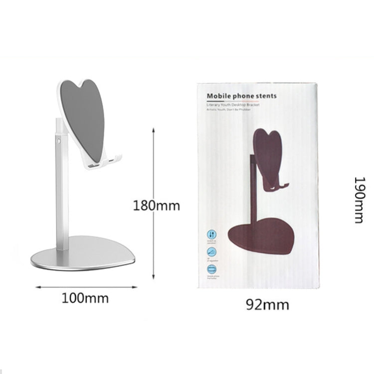 2 PCS Heart-Shaped Lazy Desktop Phone Holder Tablet Phone Universal Metal Retractable Holder