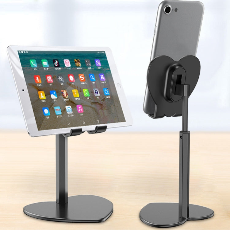 2 PCS Heart-Shaped Lazy Desktop Phone Holder Tablet Phone Universal Metal Retractable Holder