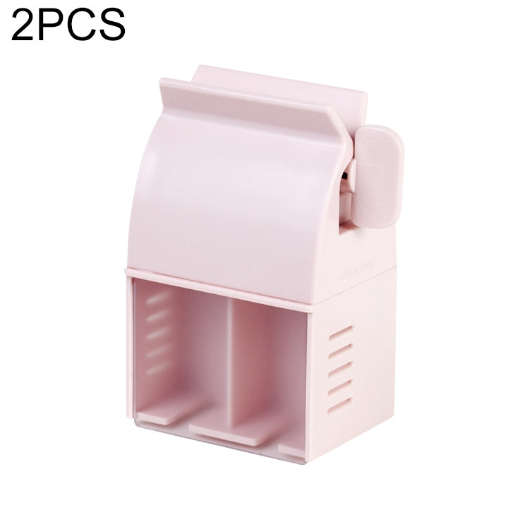 2 PCS Toothpaste Squeezer Multifunctional Toothbrush Rack Wall-Mounted Bathroom Perforation-Free Storage Rack